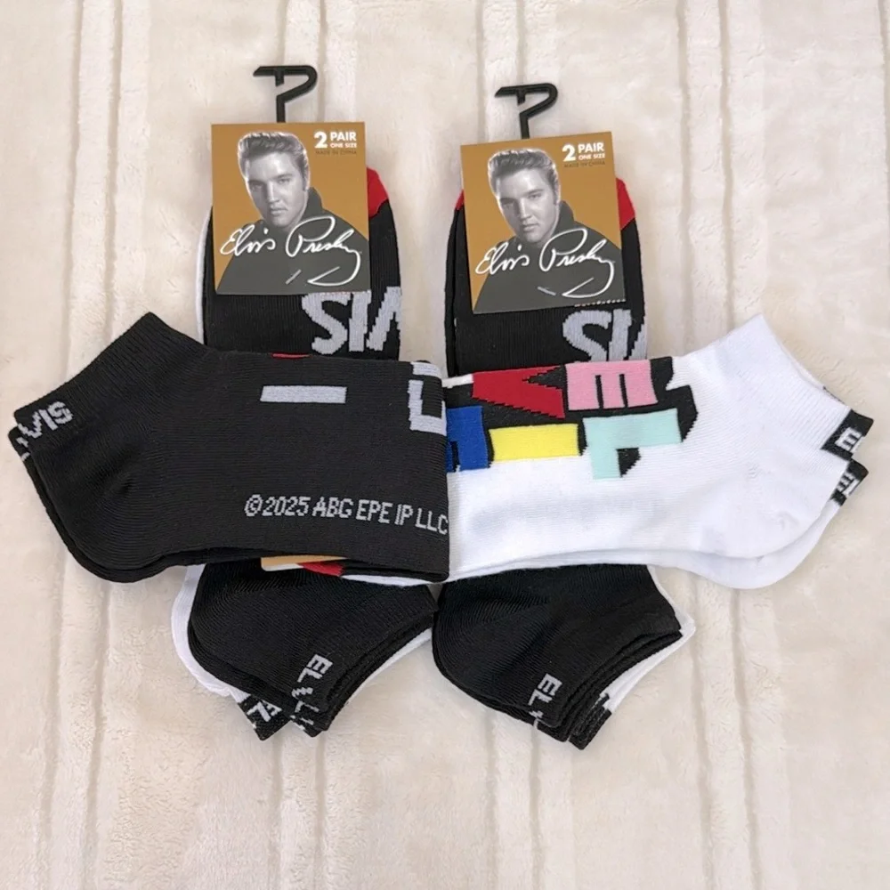 Elvis Presley Casual Low-Cut Ankle Socks Black White One Size